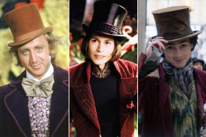 All three Wonka actors side by side by side